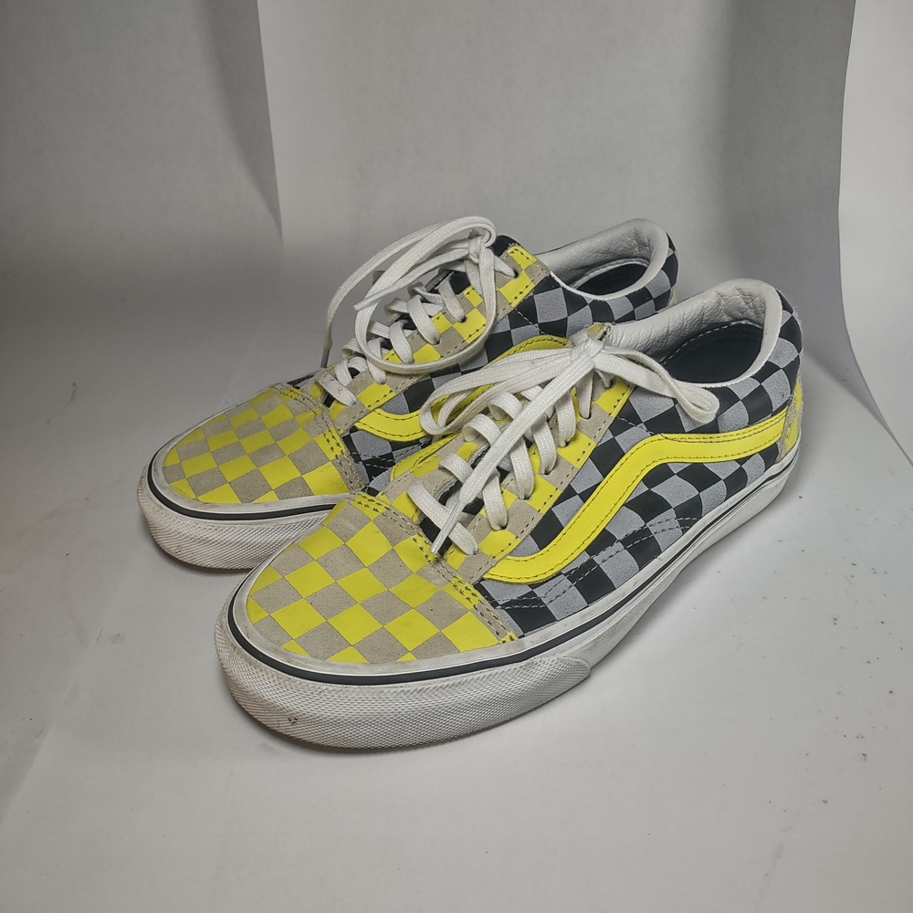 Vans Old Skool Pro Checkerboard Yellow & Black Skate Shoes Mens 5.5 Women's 7